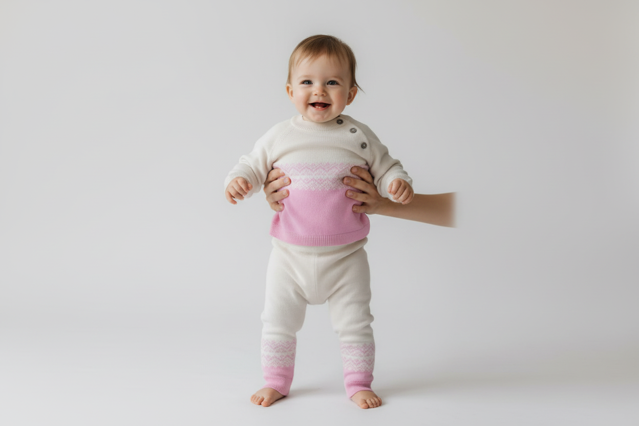 The Nordic Fair Isle Organic Knit Set - Cream & Blossom Pink