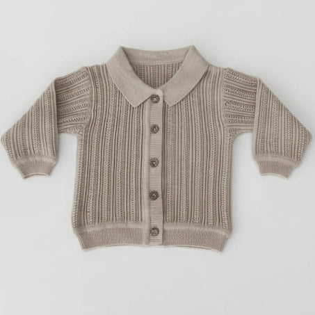 The Heritage Mixed-Stitch Cardigan-Oatmeal
