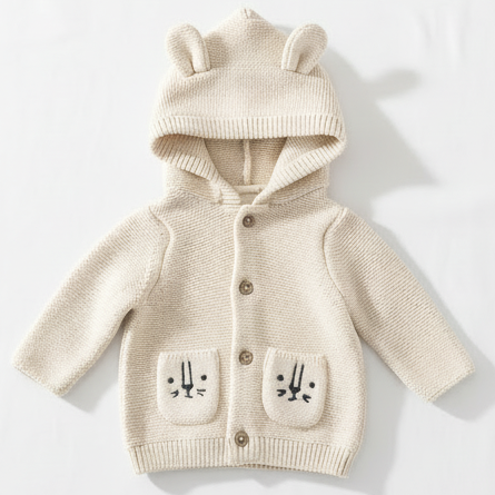 The Woodland Bunny Hooded Cardigan - Ivory