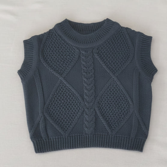 The Artisan Diamond-Knit Sweater Vest-Steel Blue