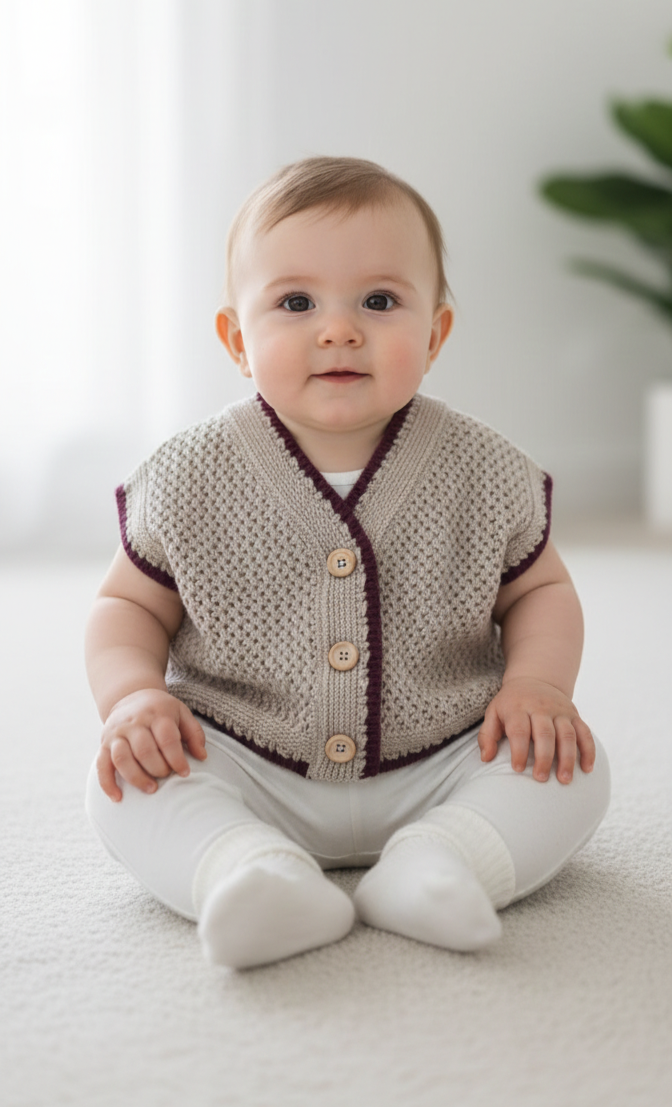 Oatmeal Button-Down Sweater Vest